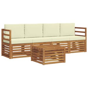 vidaXL Комплект дивани за открито 5 pcs Натурален и Крема