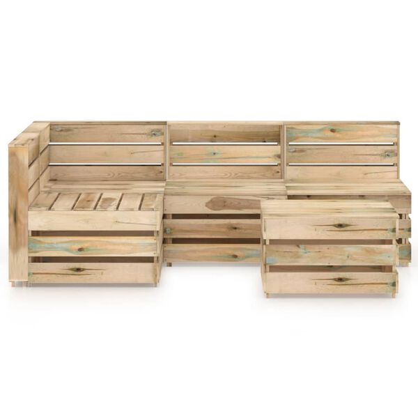 vidaXL Градински лаундж комплект от 5 части, зелено импрегниран бор