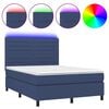 vidaXL Боксспринг легло с матрак и LED, синьо, 140x190 см, плат