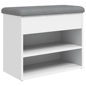 vidaXL Пейка за обувки, бяла, 62x32x50 см, инженерно дърво