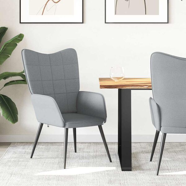 vidaXL Релаксиращ стол, светлосив, плат