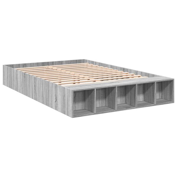 vidaXL Рамка за легло, сив сонома, 160x200 см, инженерно дърво