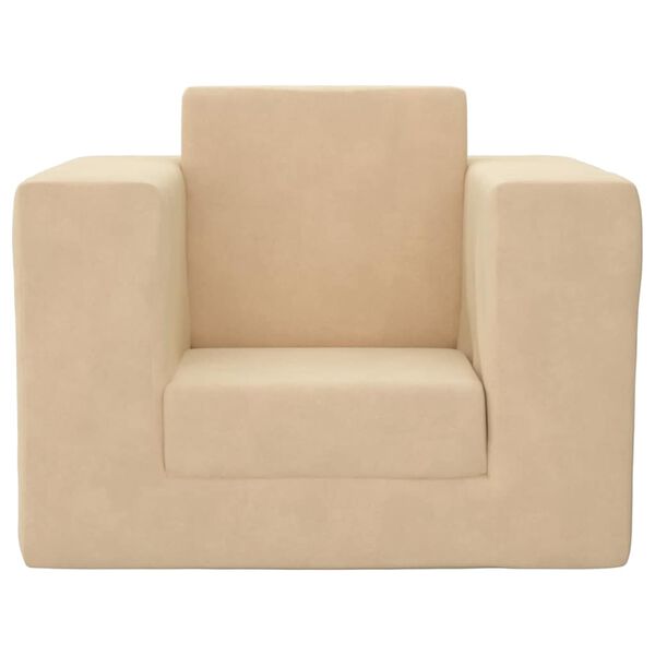 vidaXL Детски диван-легло кремав мек плюш