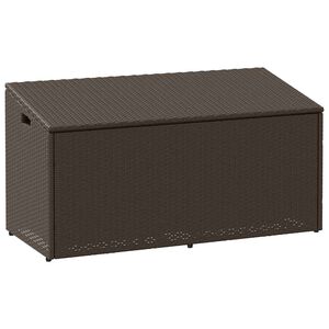 vidaXL Градинска кутия за съхранение Кафява 110x50x58 cm Поли ратан