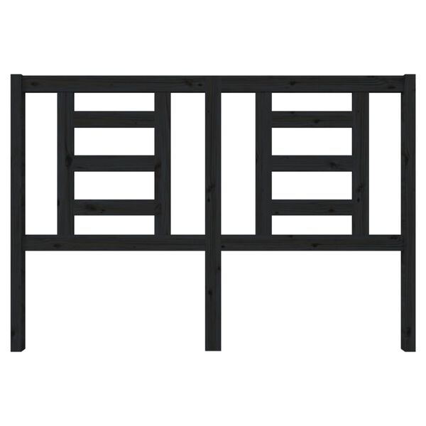 vidaXL Горна табла за легло, черна, 146x4x100 см, бор масив