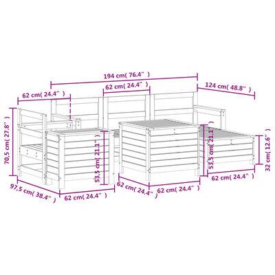 vidaXL Градински комплект диван от 7 части, дугласка ела масив