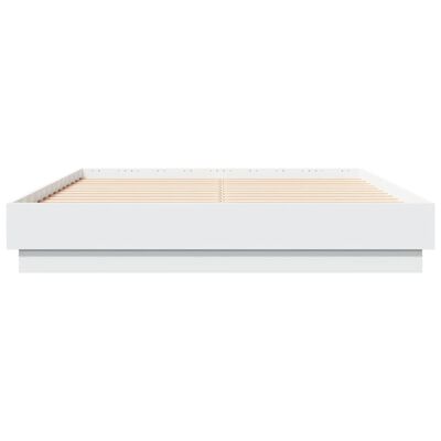vidaXL Рамка за легло с LED осветление, бяла, 135x190 cм