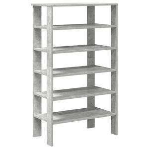 vidaXL Етажерка за обувки, бетонно сива, 61x32x105 см, инженерно дърво