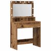 vidaXL Тоалетка Старо дърво 75,5 x 41 x 135 см Инженерна дървесина