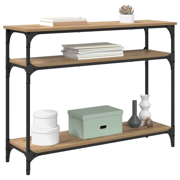 vidaXL Конзолна маса с рафт Дъб 100 x 29 x 75 см Инженерно дърво