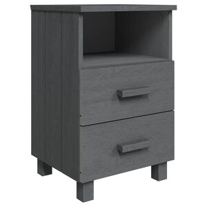 vidaXL Нощно шкафче HAMAR, тъмносиво, 40x35x62 см, борово дърво масив