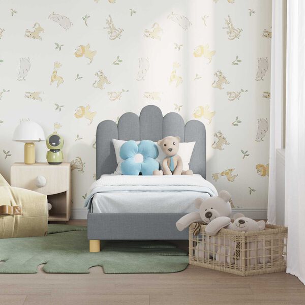 vidaXL Легло за малко с главна дъска Светлосиво 70 x 140 cm текстил