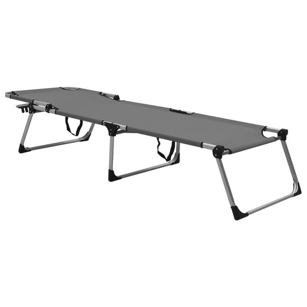 vidaXL Допълнително висок сгъваем шезлонг за възрастни сив алуминий