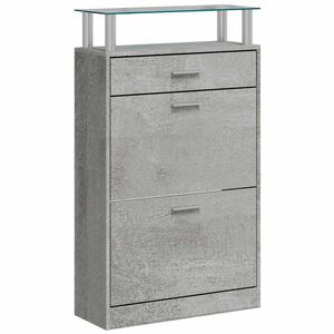 vidaXL Шкаф за обувки, бетонно сив, 63x24x104 см, инженерно дърво