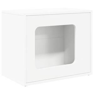 vidaXL Къща за котки Бяло 51 x 30 x 42,5 см Инженерна дървесина