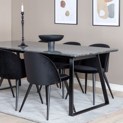 Venture Home Трапезни столове Velvet, 2 бр, черни, кадифе