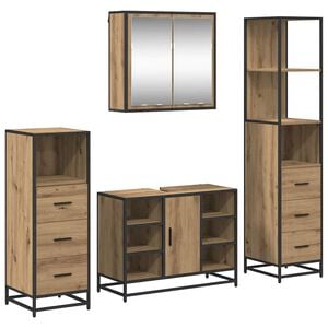 vidaXL Комплект мебели за баня 4 бр. Дъб 80 x 33 x 60 см
