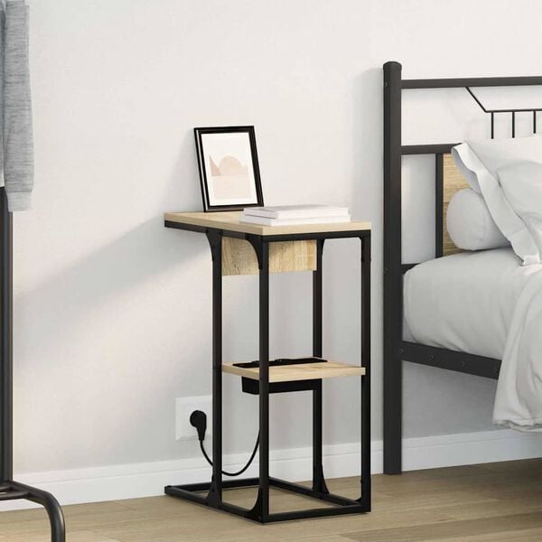 vidaXL Нощен шкаф Сонома дъб 41,5 x 26 x 60,5 см Инженерно дърво