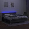 vidaXL Боксспринг легло с матрак и LED, тъмносиво, 180x200 см, плат