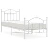 vidaXL Метална рамка за легло с горна и долна табла, бяла, 90x200 см