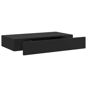 vidaXL Окачен стенен рафт с чекмедже, черен, 48x25x8 см