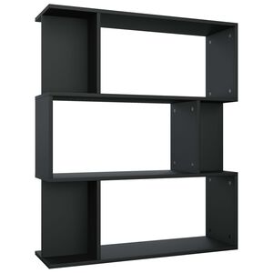 vidaXL Библиотека/разделител за стая черна 80x24x96 см инженерно дърво