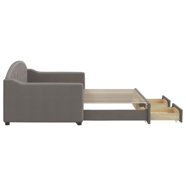 vidaXL Канапе с изтеглящо легло и чекмеджета таупе 90x200 см плат