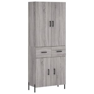 vidaXL Висок шкаф, сив сонома, 69,5x34x180 см, инженерно дърво