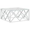 vidaXL Маса за кафе 80x80x40 cм неръждаема стомана и стъкло