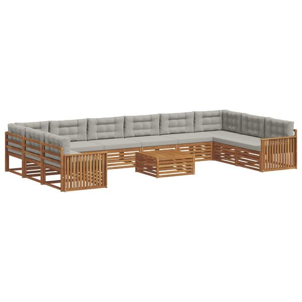 vidaXL Комплекти дивани с възглавница 11 pcs Естествено и светло сиво