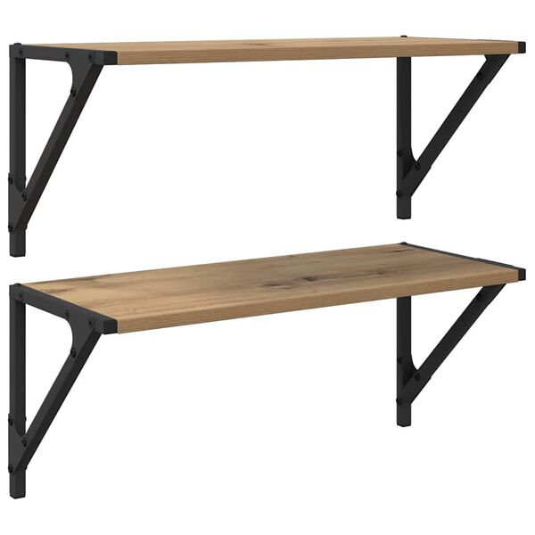 vidaXL Стени за рафтове 2 pcs Дъб 60 x 25 x 25,5 cm Инженерно дърво