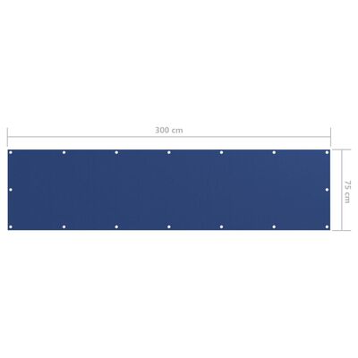 vidaXL Балконски параван, син, 75x300 см, плат оксфорд
