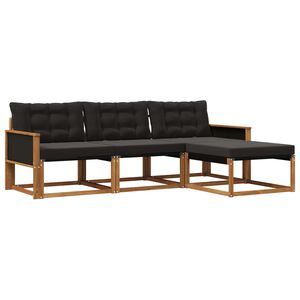 vidaXL Комплект дивани за открито 4 pcs Естествено и черно