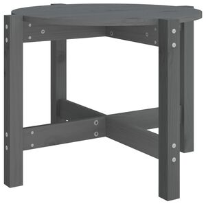 vidaXL Кафе маса, сива, &Oslash; 62,5x45 см, борово дърво масив