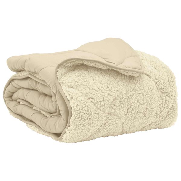vidaXL Зимен юрган Крем 220 x 240 cm Микрофибър и тедди флийс