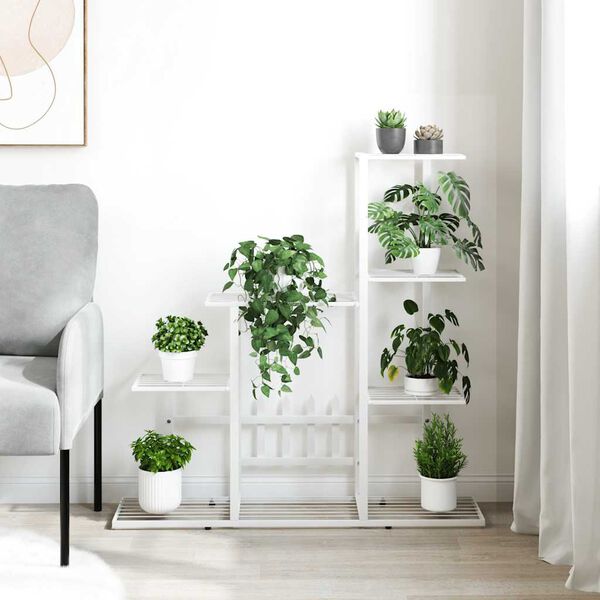 vidaXL Цветарник, 94,5x25x88 см, бял, метал