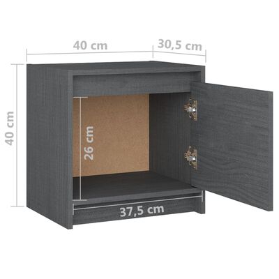 vidaXL Нощни шкафчета, 2 бр, сиви, 40x30,5x40 см, борово дърво масив