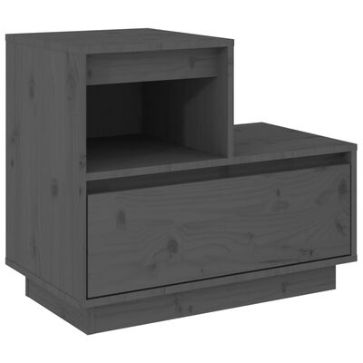 vidaXL Нощни шкафчета, 2 бр, сиви, 60x34x51 см, борово дърво масив