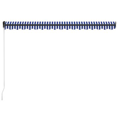 vidaXL Ръчно прибиращ се сенник, 450x300 см, синьо и бяло