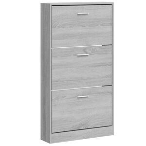 vidaXL Шкаф за обувки, сив сонома, 59x17x108 см, инженерно дърво