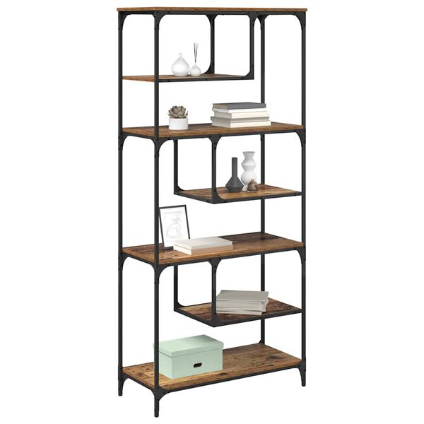 vidaXL Библиотека Старо дърво 81 x 36 x 176 см Инженерно дърво