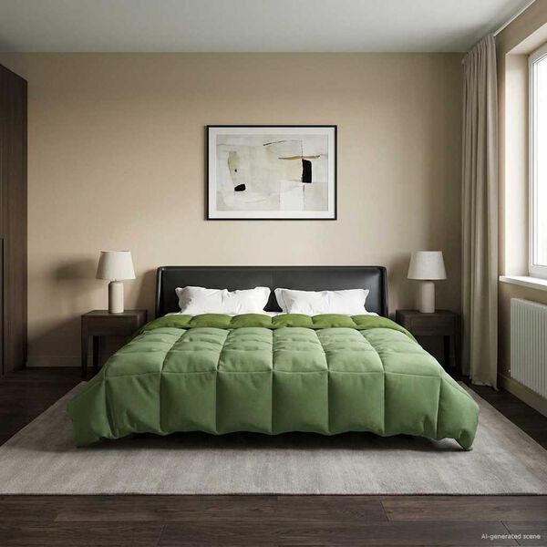 vidaXL Зимен юрган Патичено Зелен 200 x 200 cm Микрофибър