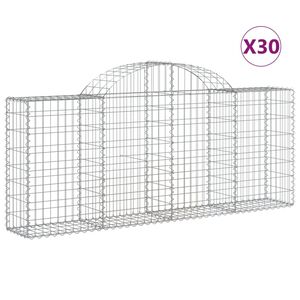 vidaXL Габионни кошници арка 30 бр 200x30x80/100 см поцинковано желязо