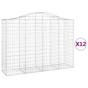 vidaXL Габионни кошници арка 12 бр 200x50x140/160см поцинковано желязо