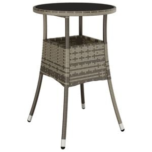 vidaXL Градинска маса, &Oslash;60x75 см, закалено стъкло и полиратан, сива