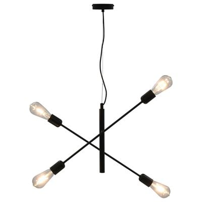 vidaXL Таванна лампа с филамент крушки, 2 W, черна, E27