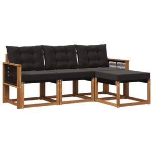 vidaXL Комплект дивани за открито 4 pcs Естествено и черно