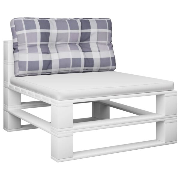vidaXL Палетна възглавница, сиво каре, 70x40x12 см, текстил
