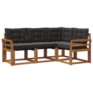 vidaXL Комплект дивани за открито 4 pcs Естествено и черно