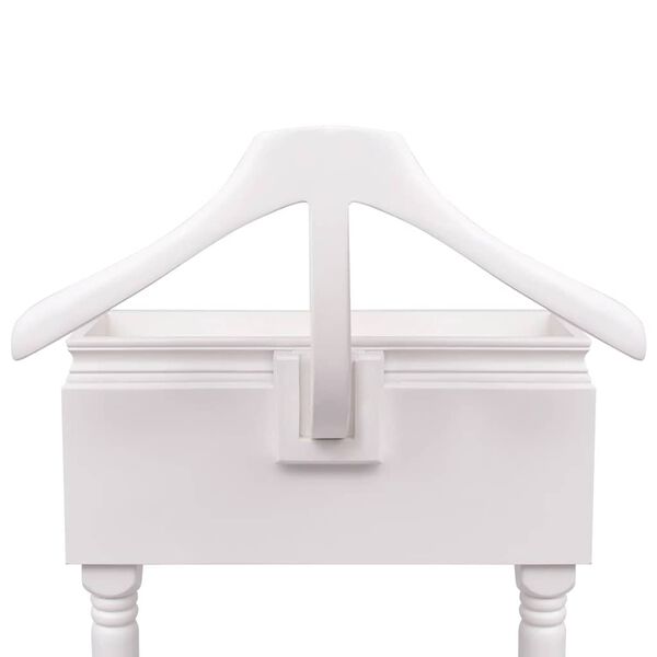 vidaXL Щендер за дрехи с чекмедже, дърво, бяло